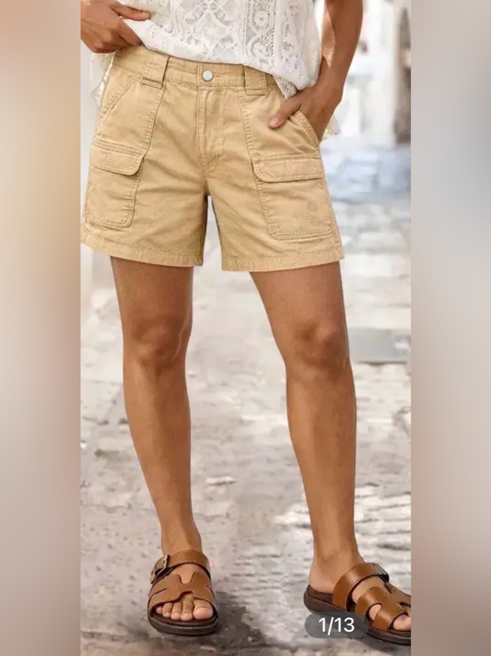 Flamingals Solid Flap Pockets Mid Waist Mid Thigh Shorts